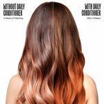 Comparison of hair color and health with and without daily conditioner application.
