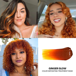 Collage of women with ginger hair and a Ginger Glow product sample.