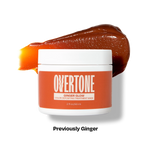 Overtone Ginger Glow hair mask jar with brown gel on a white background