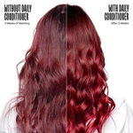Comparison of hair color and health with and without daily conditioner application.