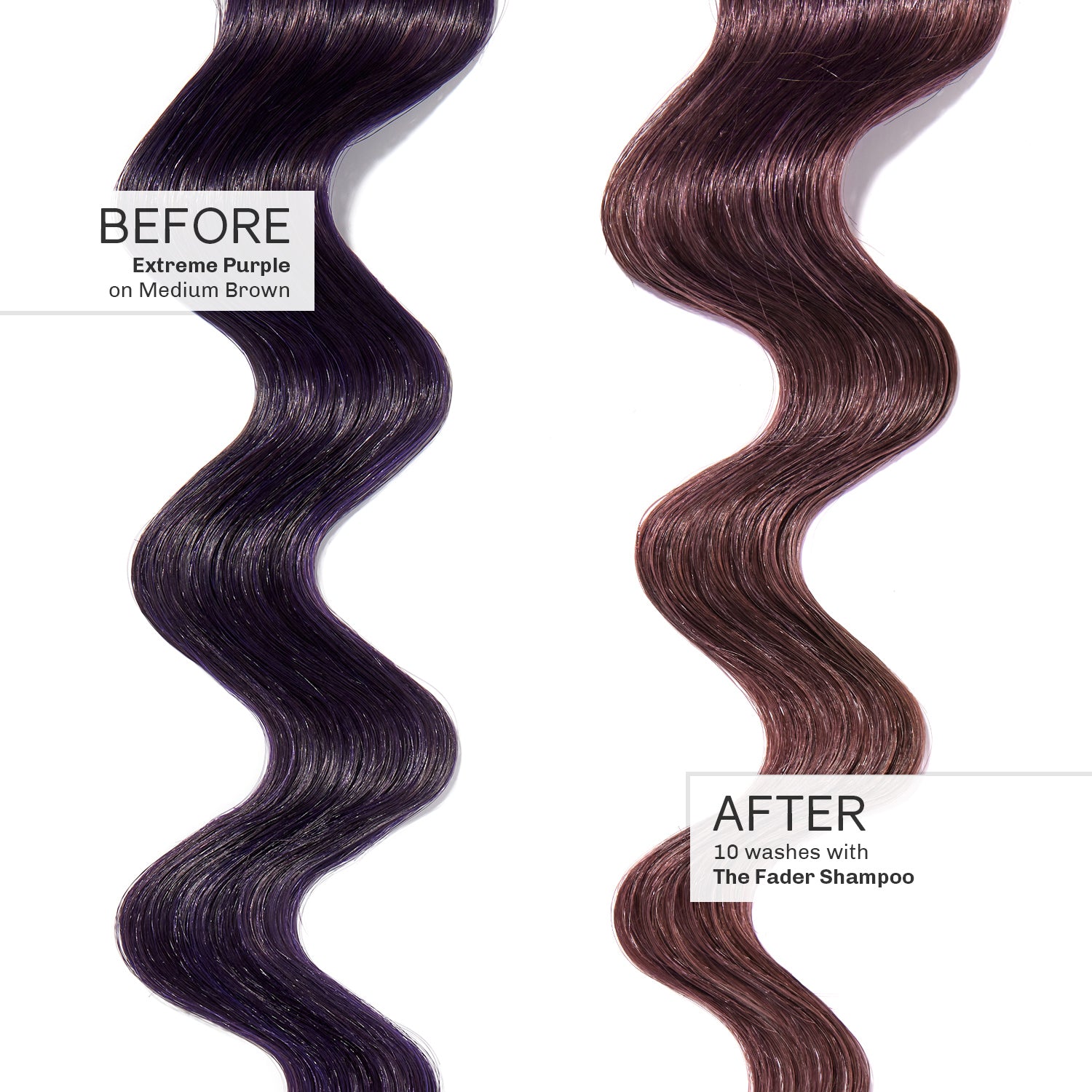 bright purple hair strand and faded purple hair strand