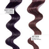 bright purple hair strand and faded purple hair strand