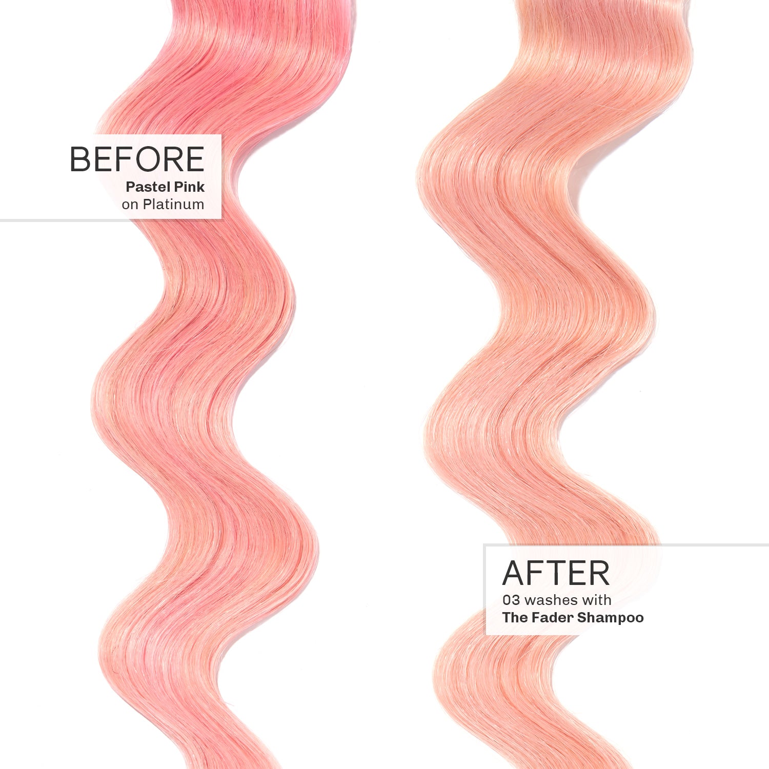 pastel pink hair strand and faded pastel pink hair strand