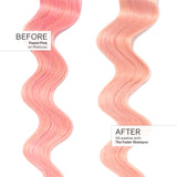 pastel pink hair strand and faded pastel pink hair strand