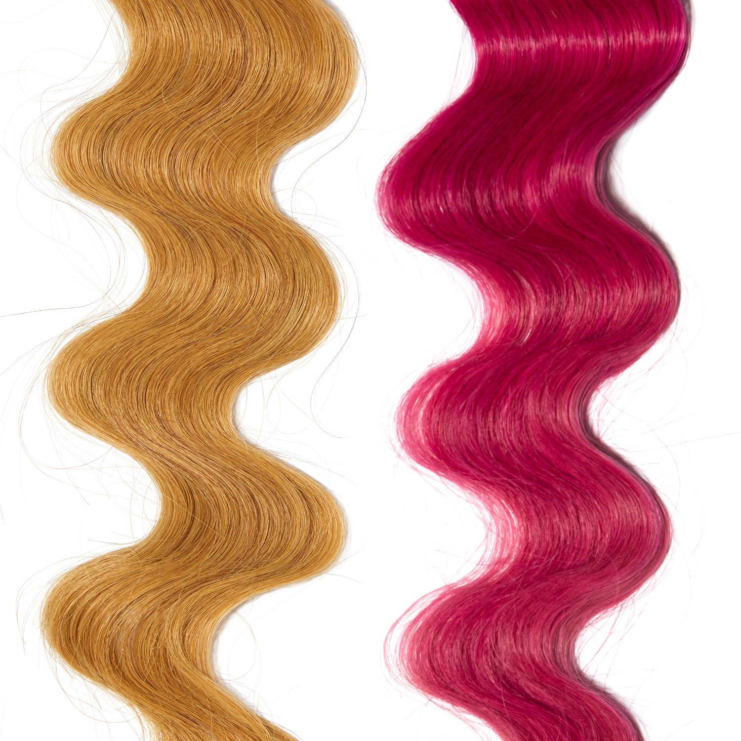 bright magenta pink hair color on medium blonde hair