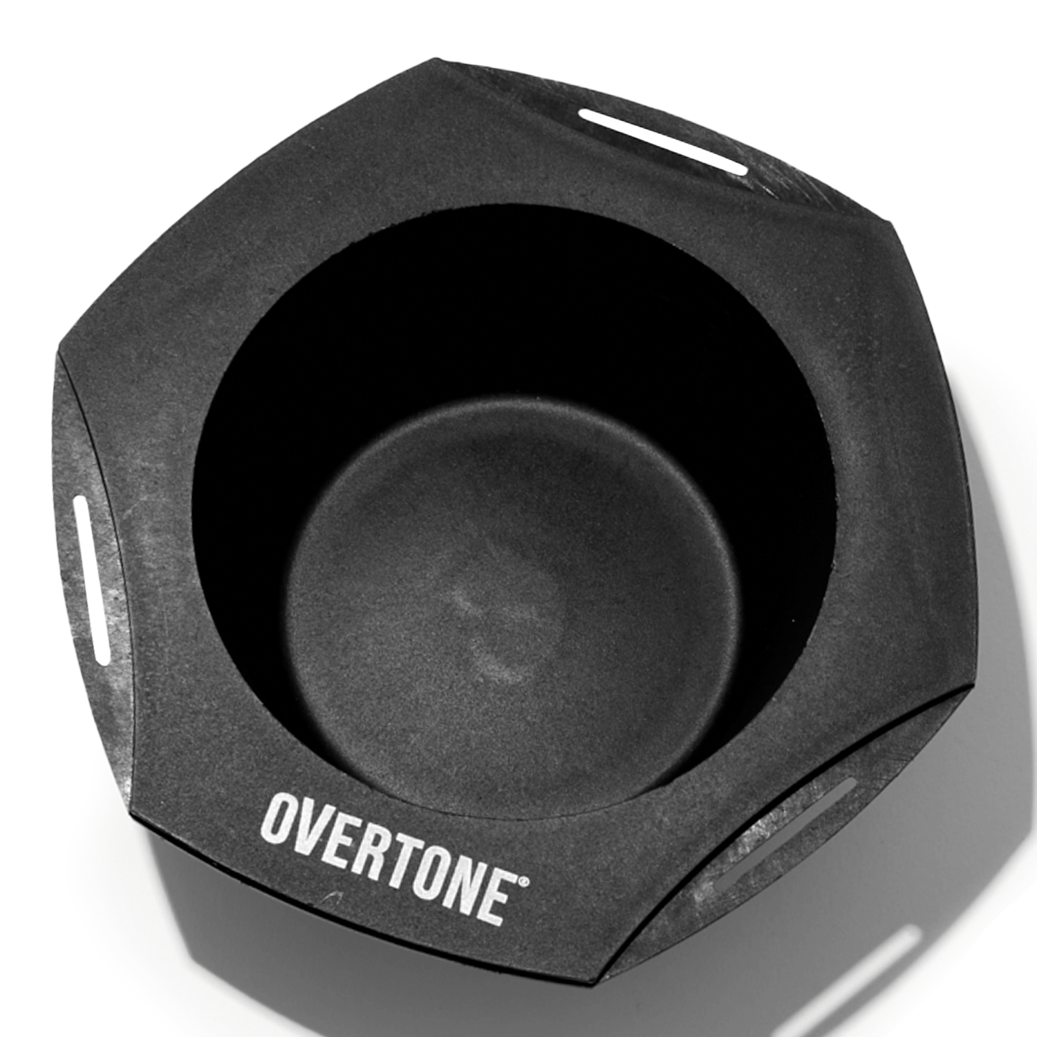 Black speaker cone with 'Overtone' branding on a white background
