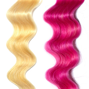 pastel magenta pink hair color on platinum blonde hair