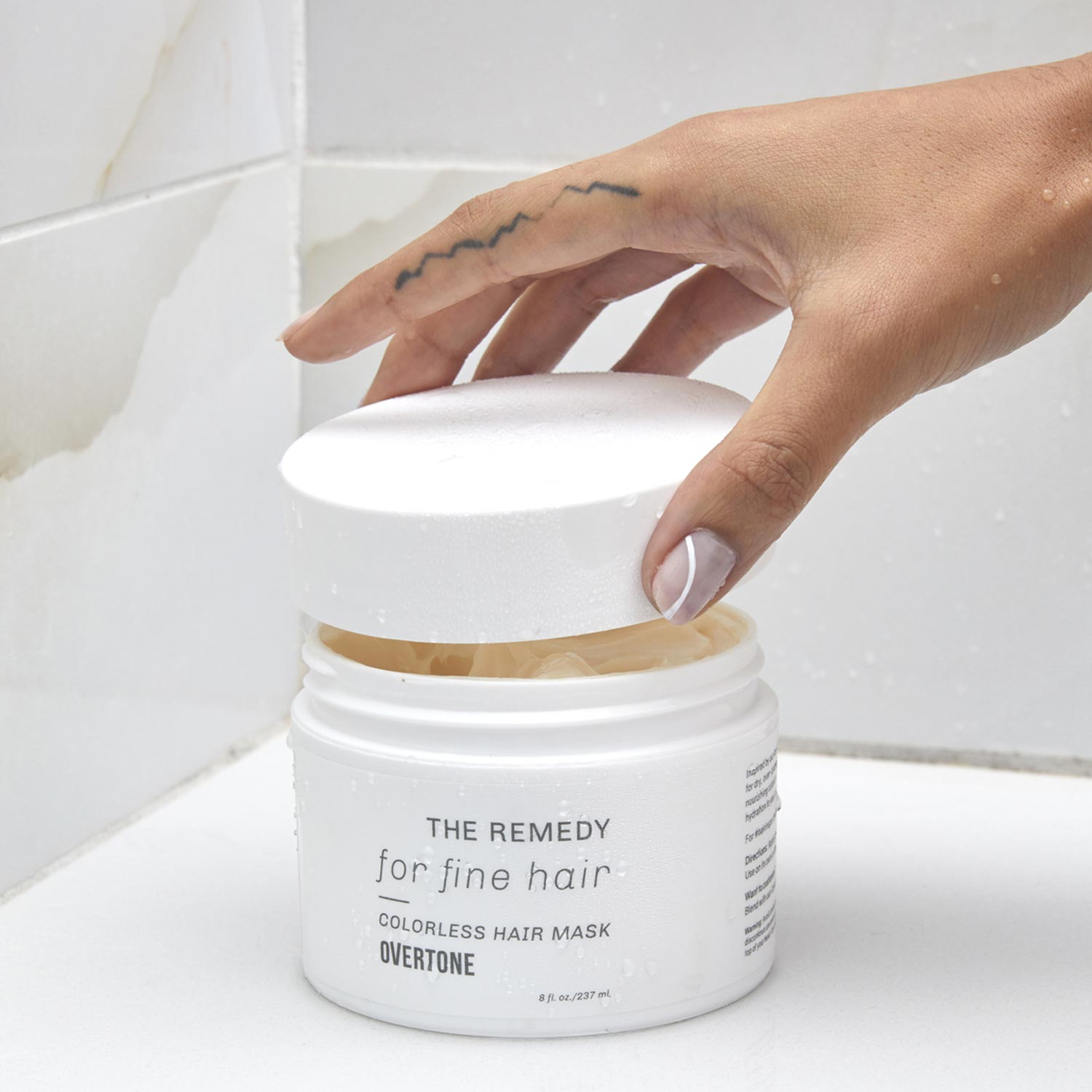 hand opening the remedy for fine hair, hair mask jar