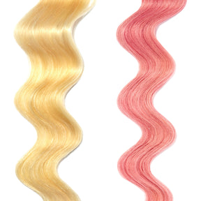 rose gold hair color on platinum blonde hair