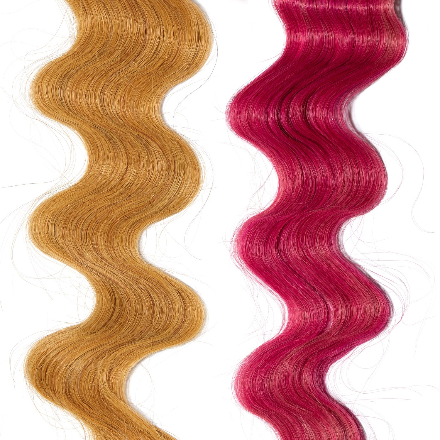 bright magenta pink hair color on medium blonde hair