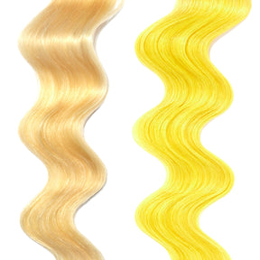 bright yellow hair color on platinum blonde hair